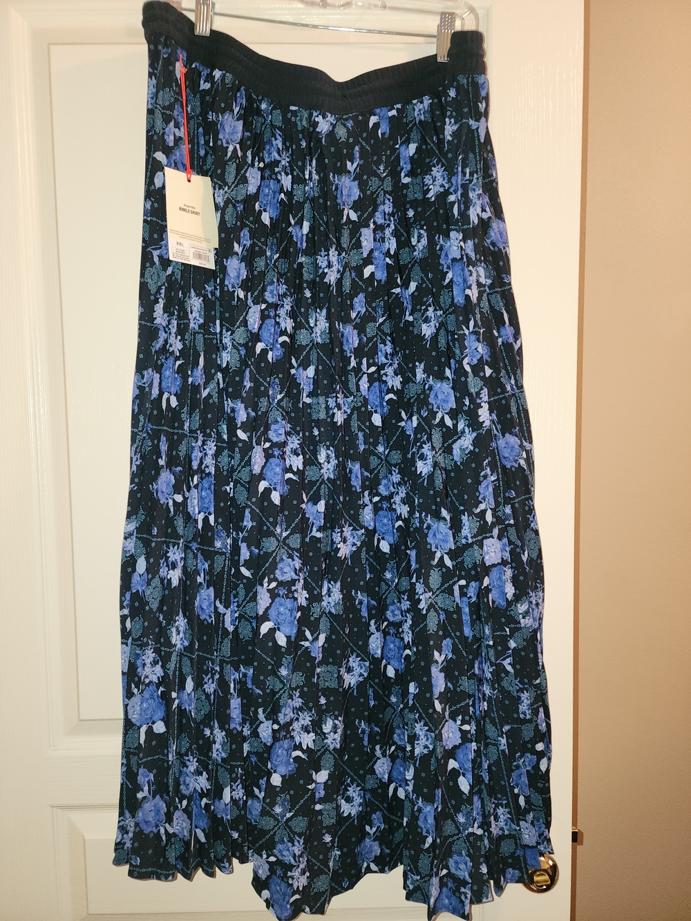 Target Blue Floral Pleated Maxi Skirt
